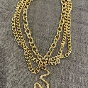 Gold Snake Pendant Bracelet